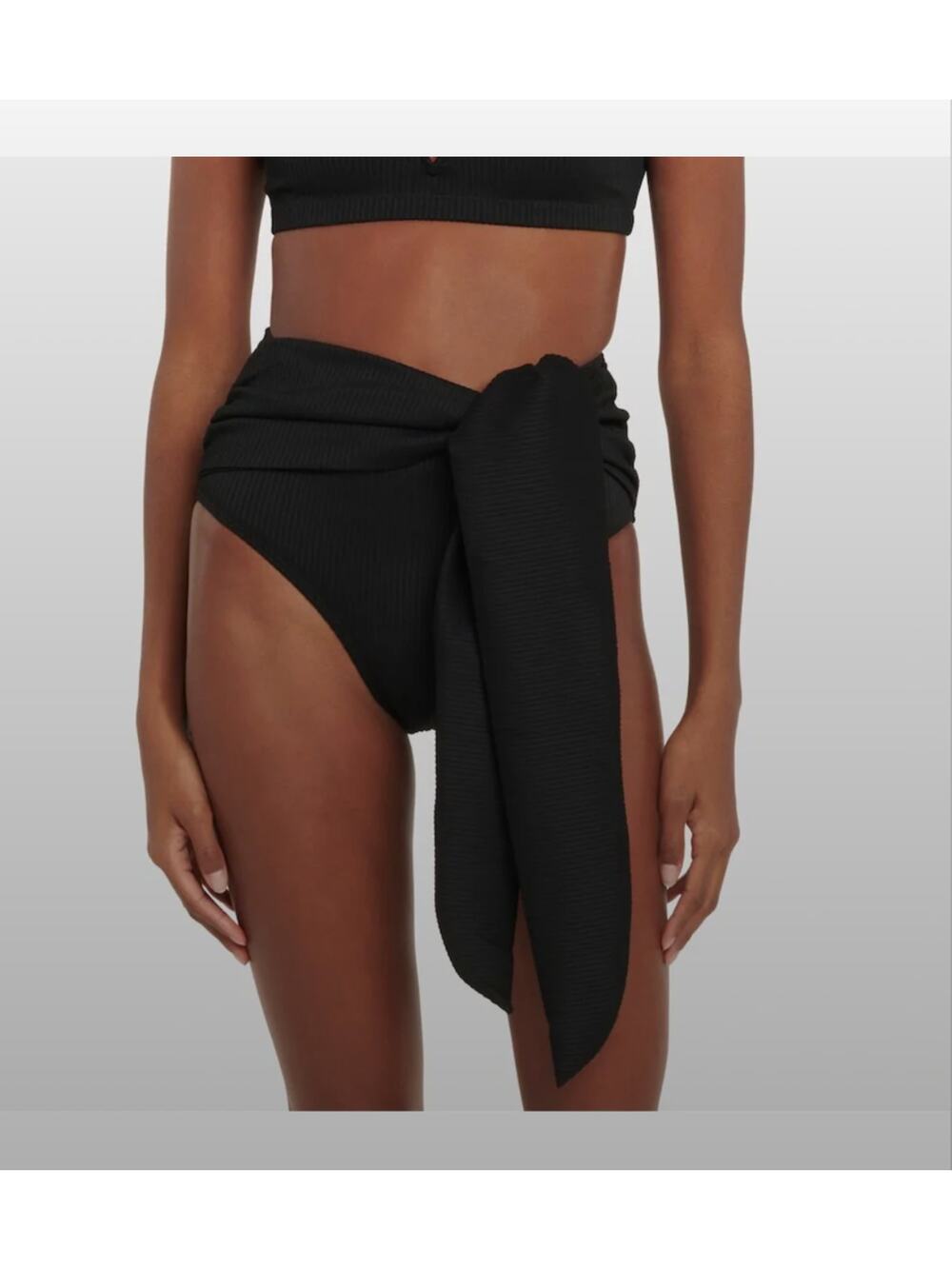 Alexandra Miro Naomi High Rise Ribbed Tie Bikini Bottom Size Medium NWT Black